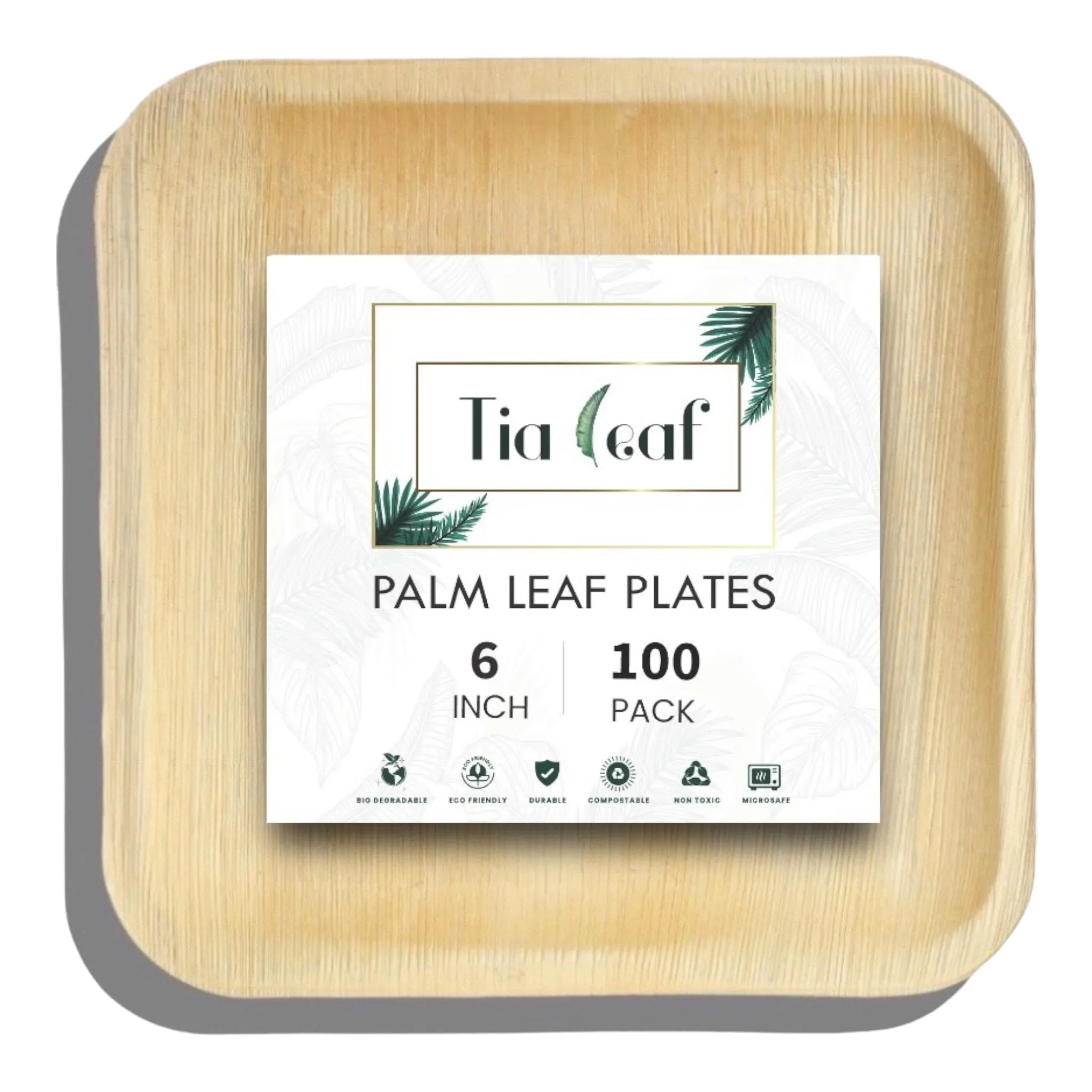 6 Inch Square Disposable Palm Leaf Plates