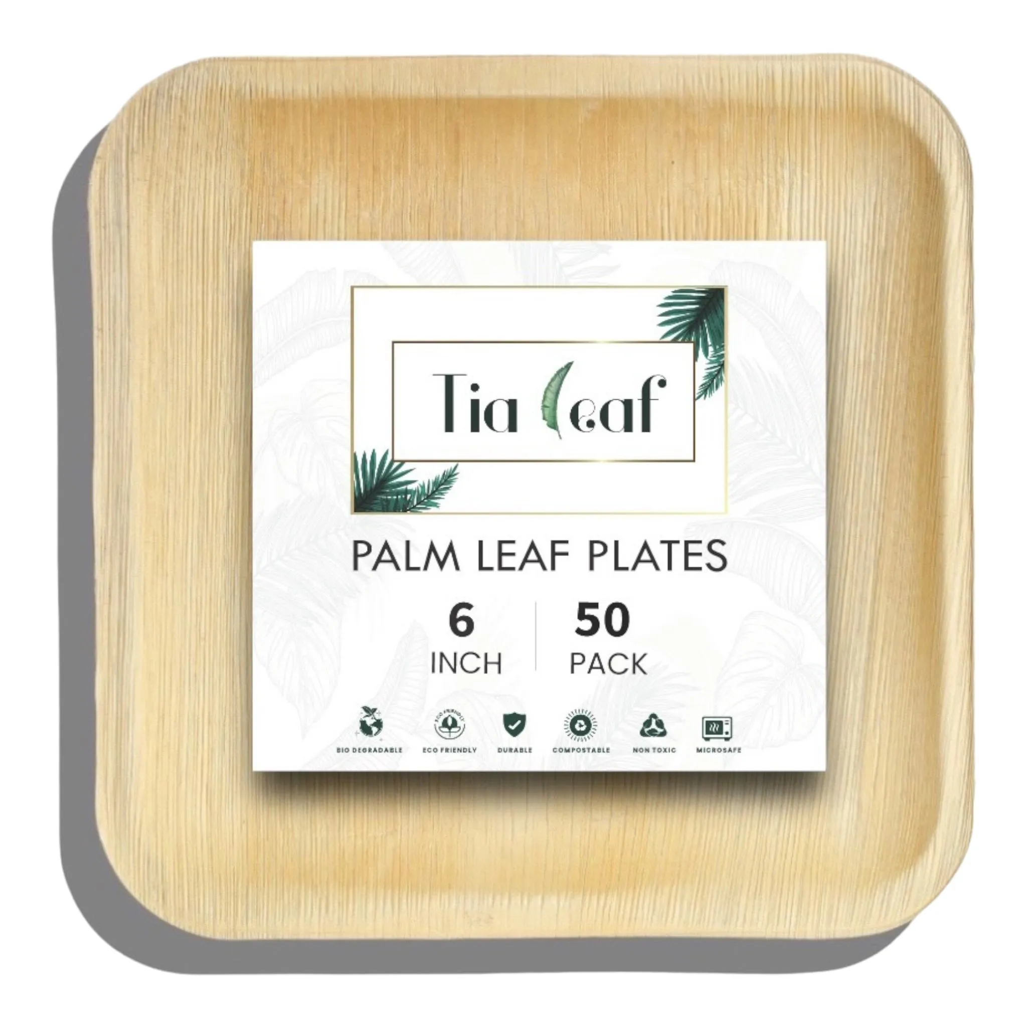 6 Inch Square Disposable Palm Leaf Plates