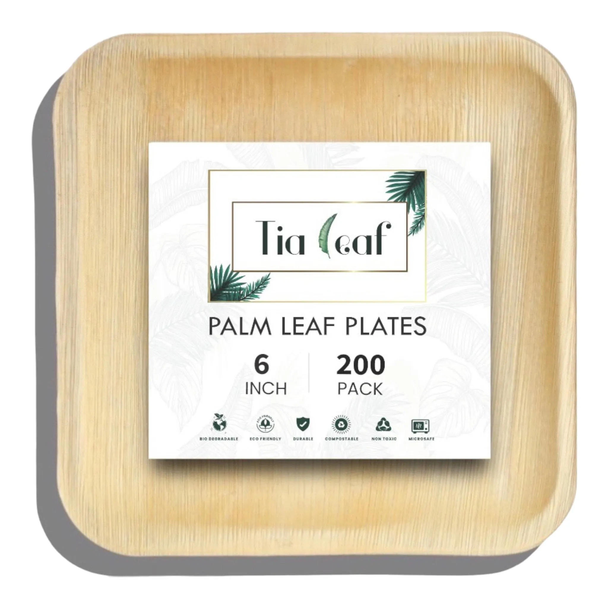 6 Inch Square Disposable Palm Leaf Plates