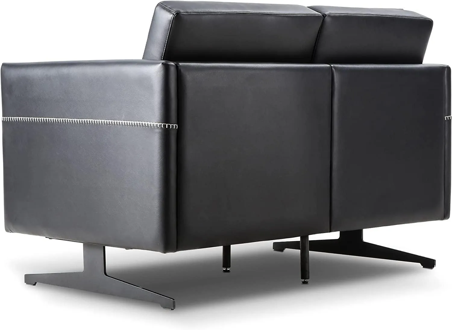 Accent Chair Loveseat Couch Sofa Upholstered Faux Leather Ergonomic Lumbar Support Cubic Waiting Room Reception Chair