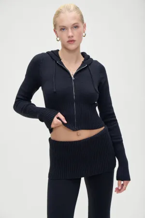 Aimee Cloud Knit Zip Up Hoodie ~ Black