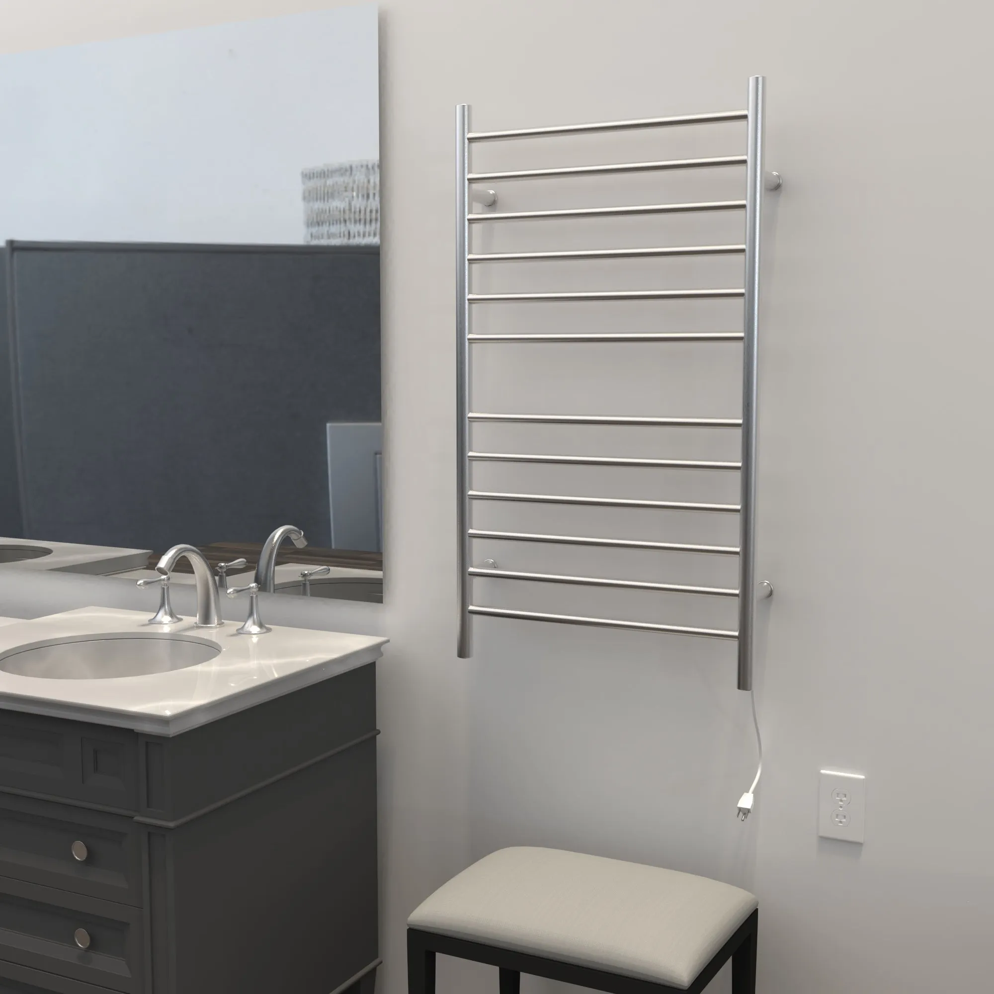 Amba RWHL-SB Radiant Large Hardwired   Plug-in Combo Straight 12 Bar Towel Warmer in Brushed