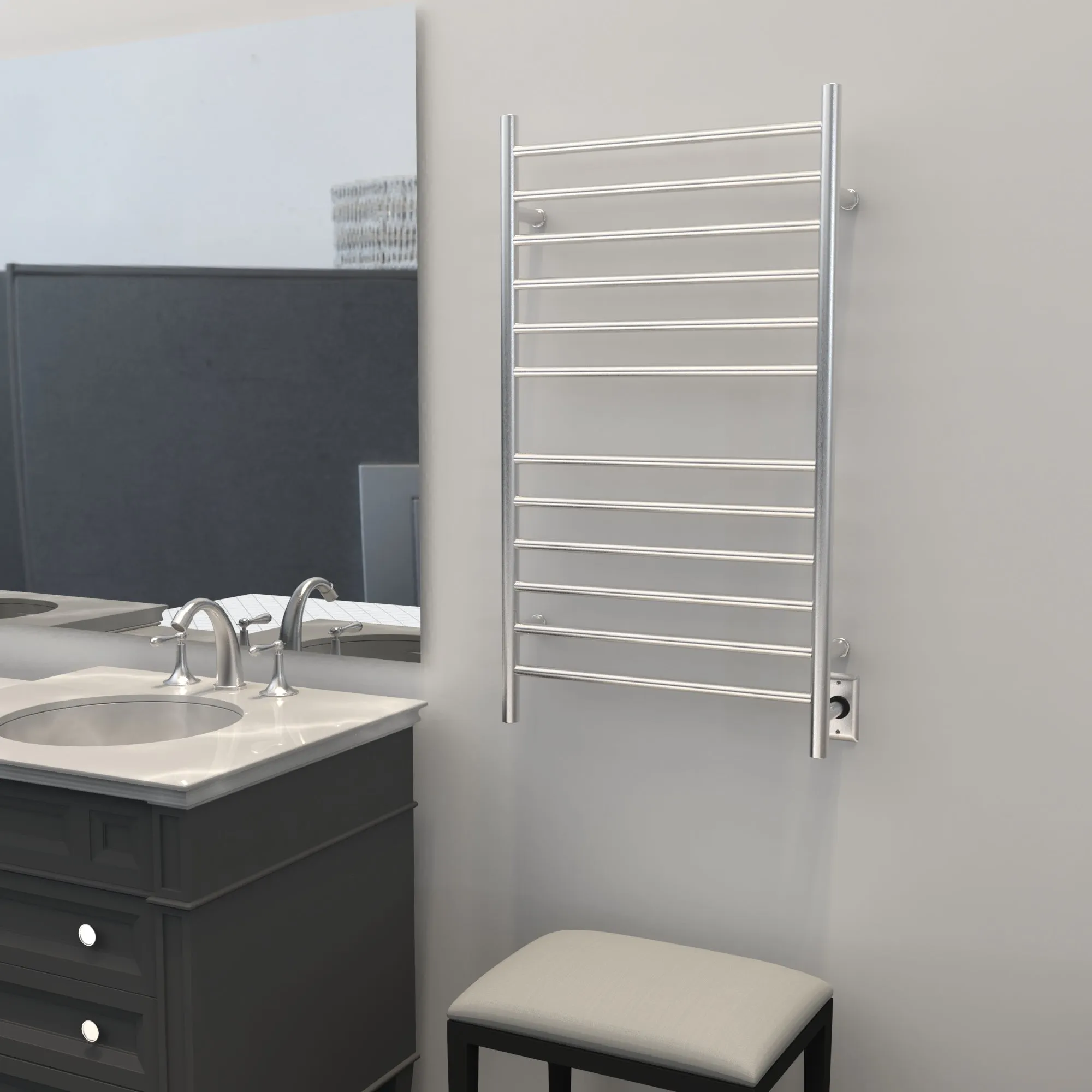 Amba RWHL-SB Radiant Large Hardwired   Plug-in Combo Straight 12 Bar Towel Warmer in Brushed