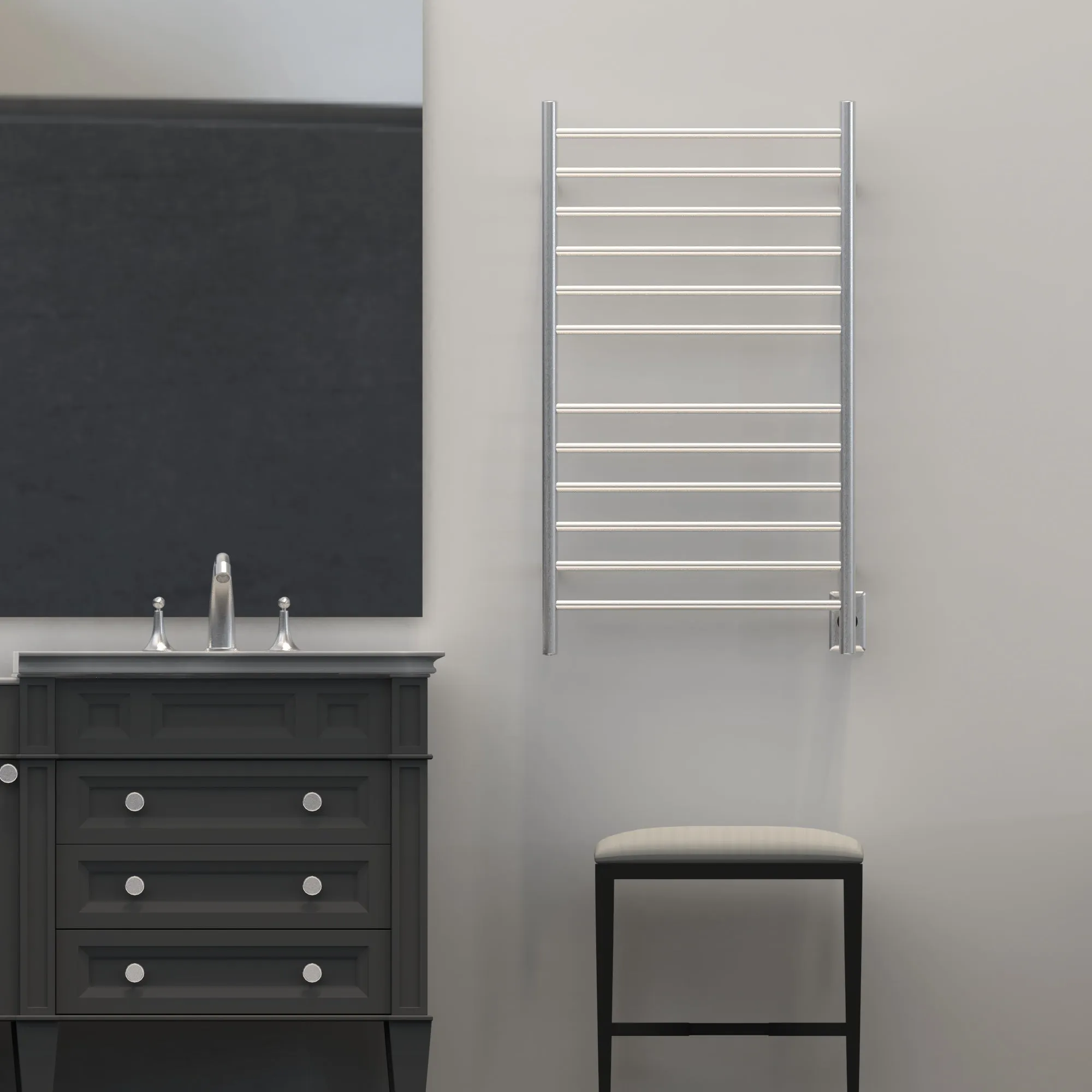 Amba RWHL-SB Radiant Large Hardwired   Plug-in Combo Straight 12 Bar Towel Warmer in Brushed