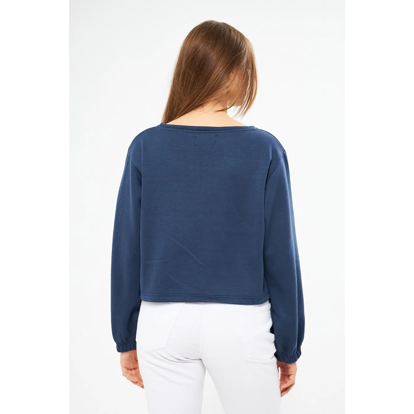 Blue Boatneck Oversized Sweatshirt