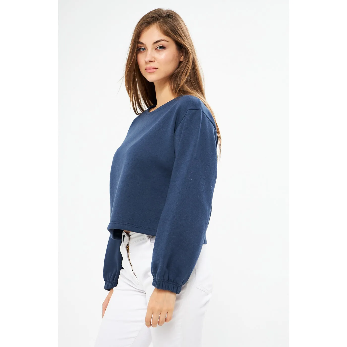 Blue Boatneck Oversized Sweatshirt