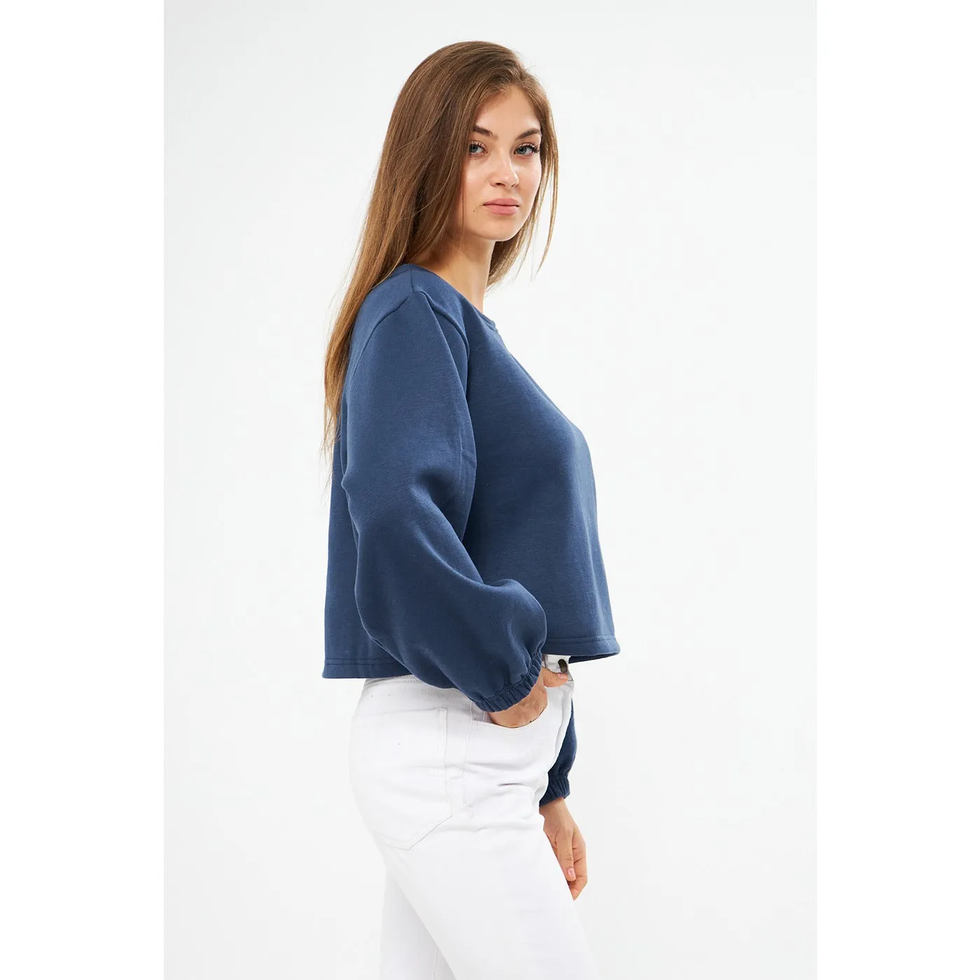 Blue Boatneck Oversized Sweatshirt