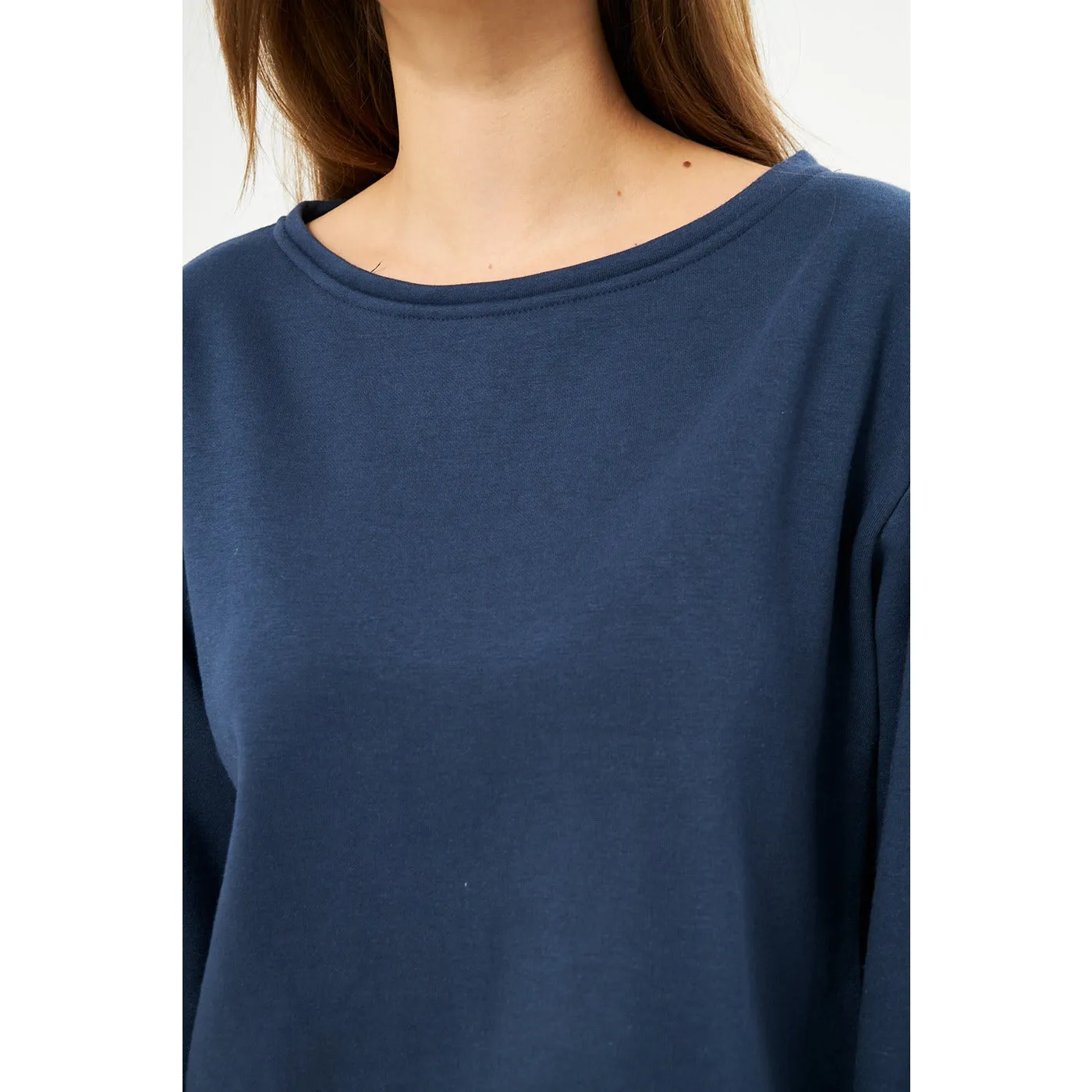 Blue Boatneck Oversized Sweatshirt