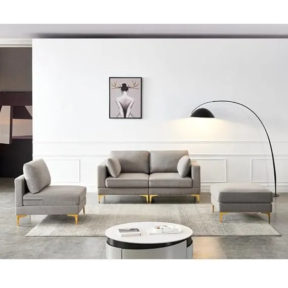 Briana 3 Seater Fabric Sofa with Ottoman