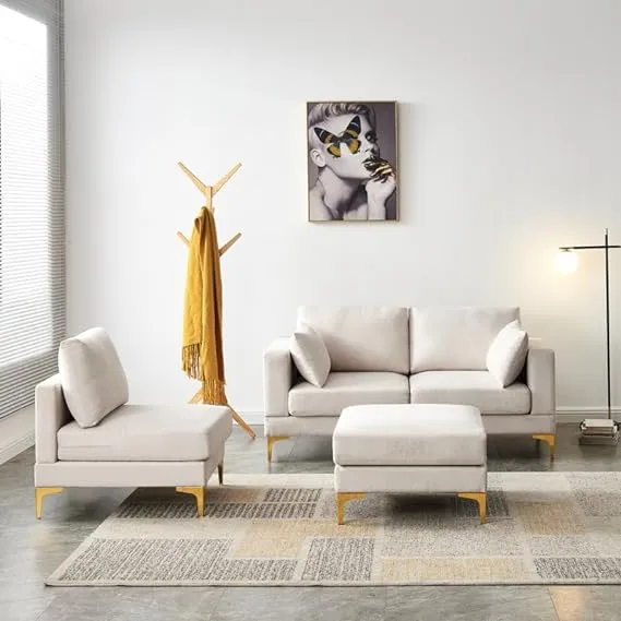 Briana 3 Seater Fabric Sofa with Ottoman