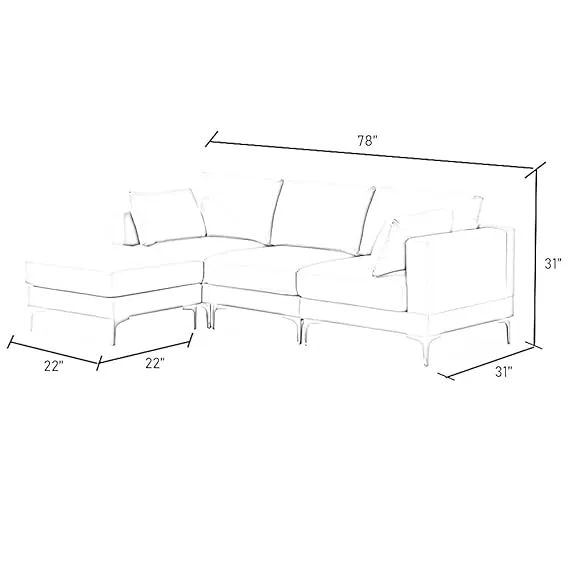 Briana 3 Seater Fabric Sofa with Ottoman