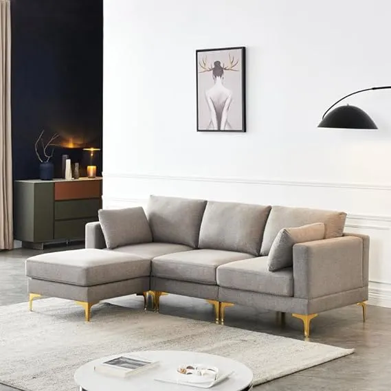 Briana 3 Seater Fabric Sofa with Ottoman