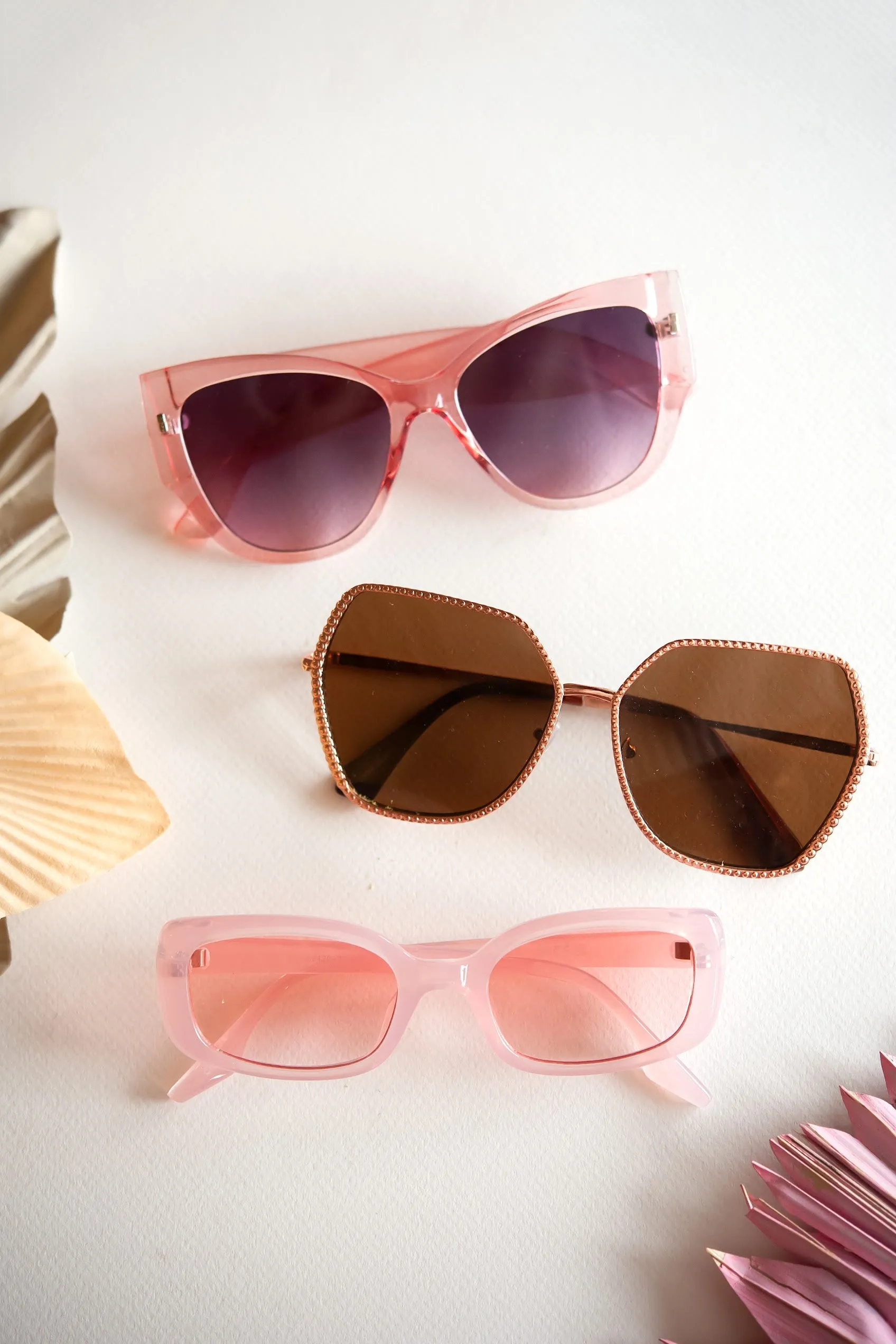 Coastal Cottage Sunnies Collection | Blush Stylish Sunglasses | Boho Chic Beach Babe Sunnies | Pink and Rose Gold Flirty Sunglasses | UV Protection | Brunch Date Pink Sunnies