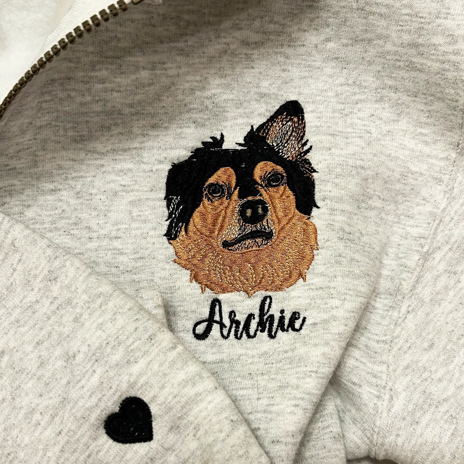 Custom Embroidered Dog Mom Zip Up Hoodie / Quarter-Zip Sweatshirt