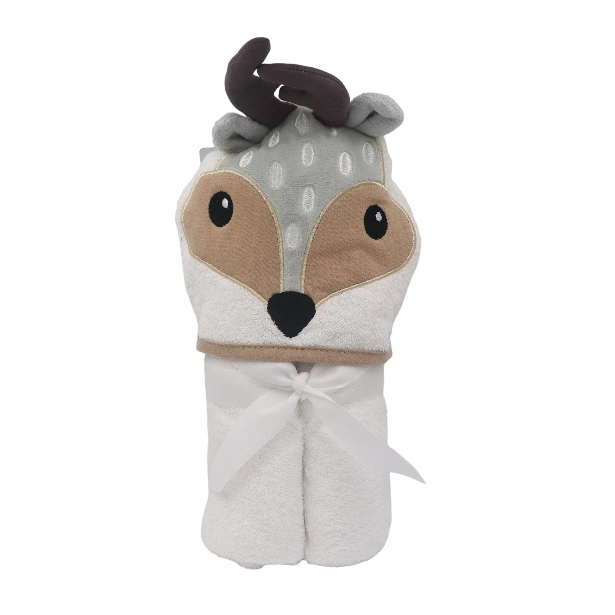 Deer Cotton Hooded Baby Bath Towel with Baby Loofah