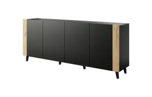 Faro Chest Of Drawers 200X42x82 Matte Black   Oak Craft