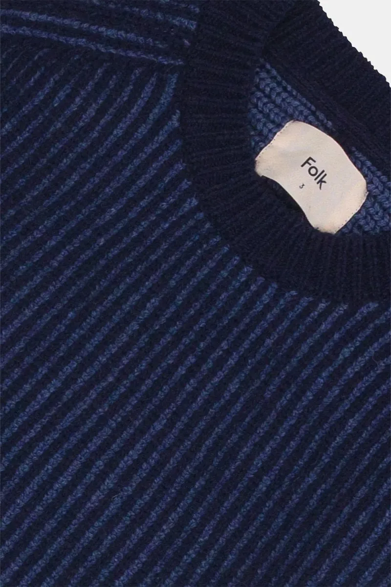 Folk Plated Rib Crew Sweatshirt (Navy/Soft Blue)