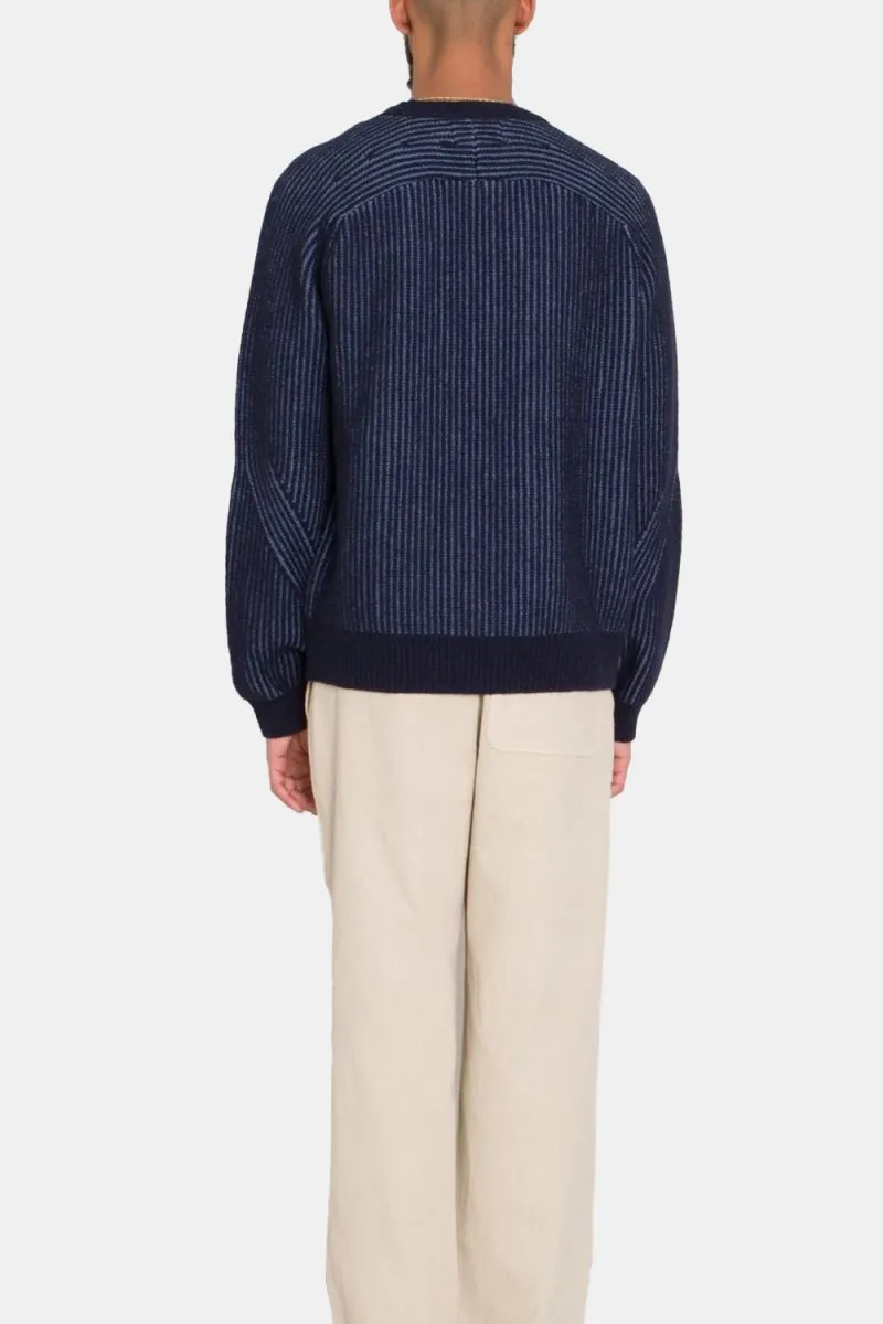 Folk Plated Rib Crew Sweatshirt (Navy/Soft Blue)
