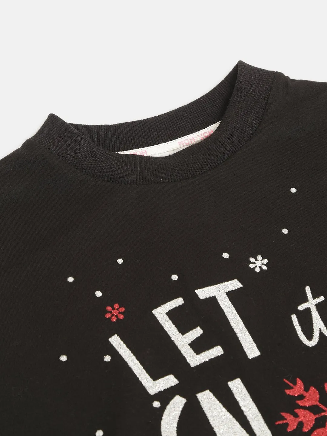 Girls Black Let It Snow Print Sweatshirt