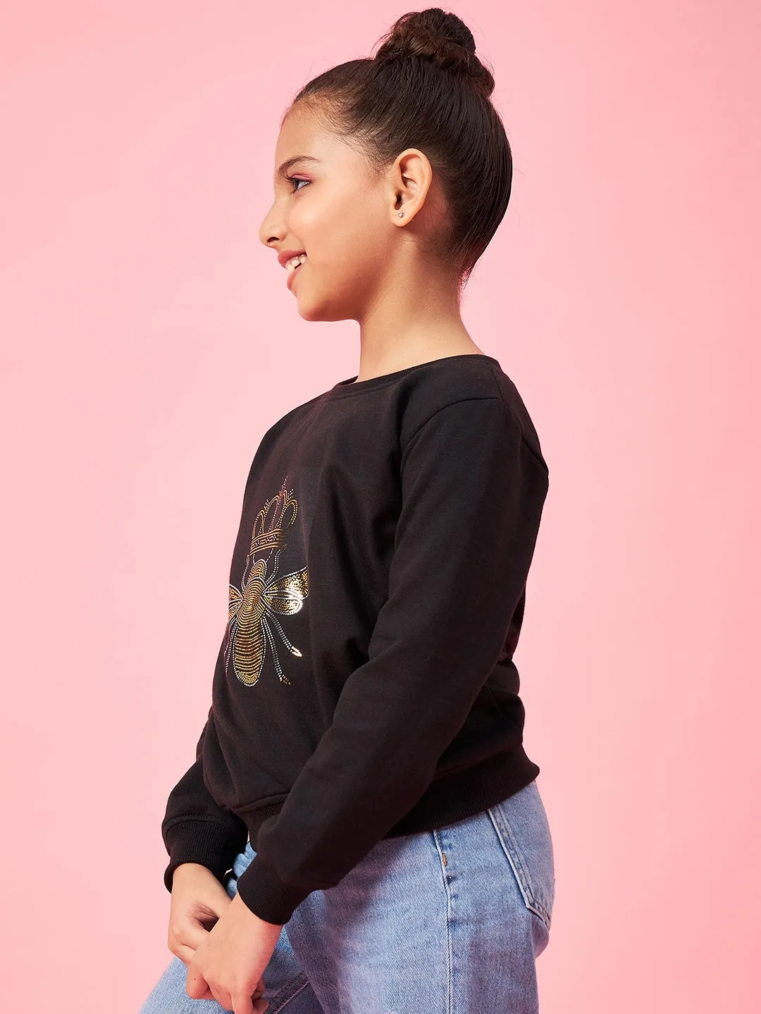 Girls Graphic Printed Pullover Sweatshirt