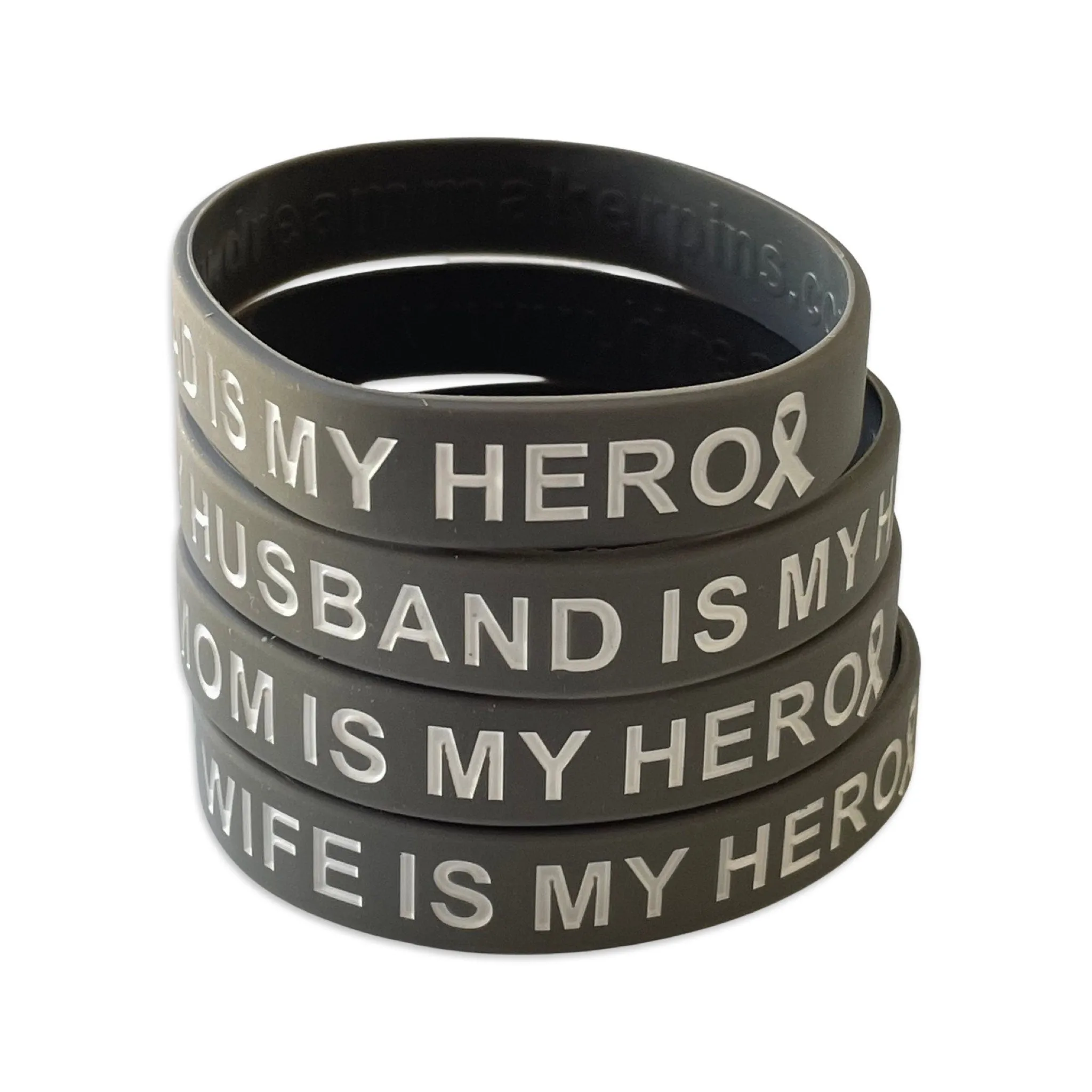 Gray My loved one is my hero silicone wristbands