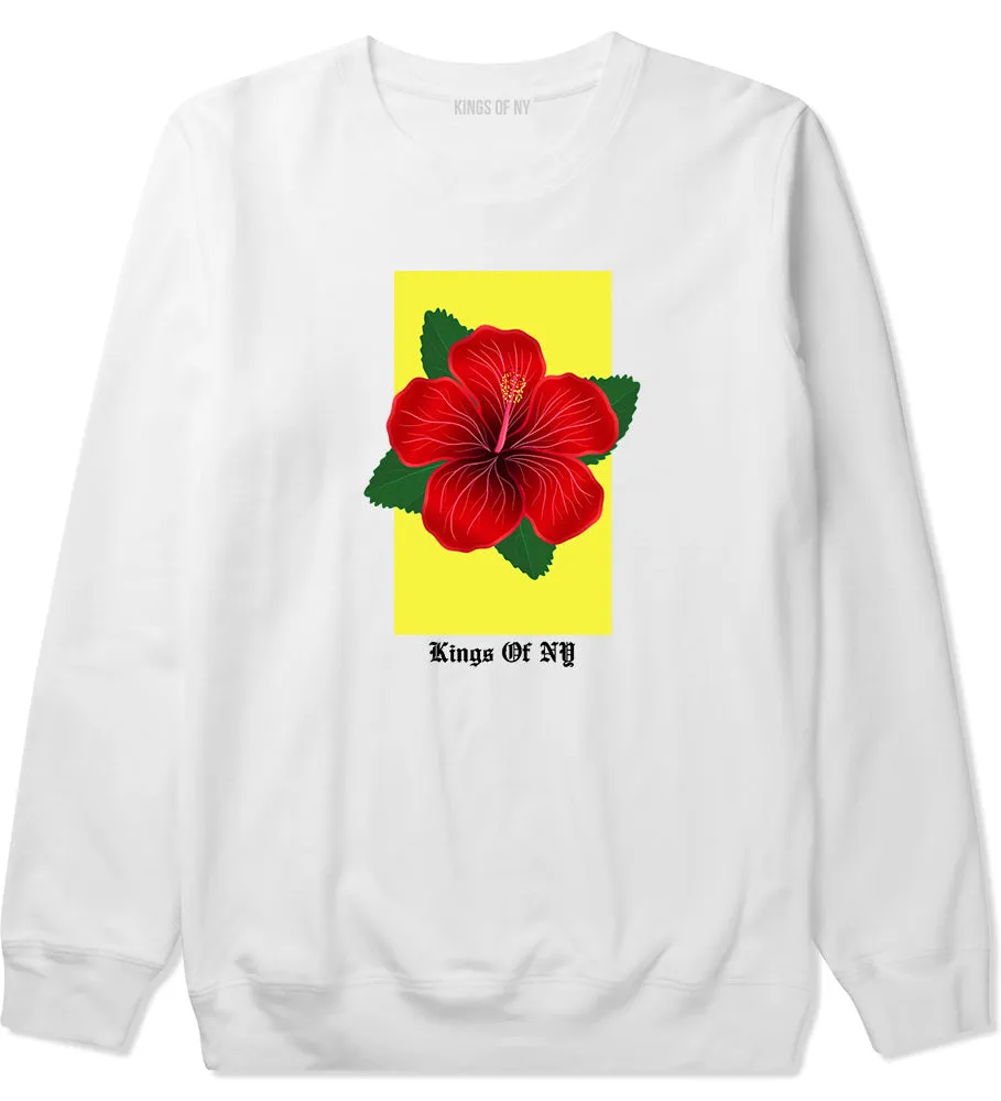 Hibiscus Flower Red Yellow Mens Crewneck Sweatshirt