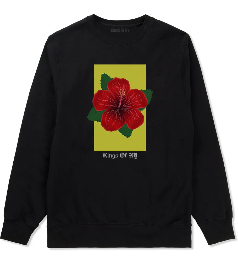 Hibiscus Flower Red Yellow Mens Crewneck Sweatshirt