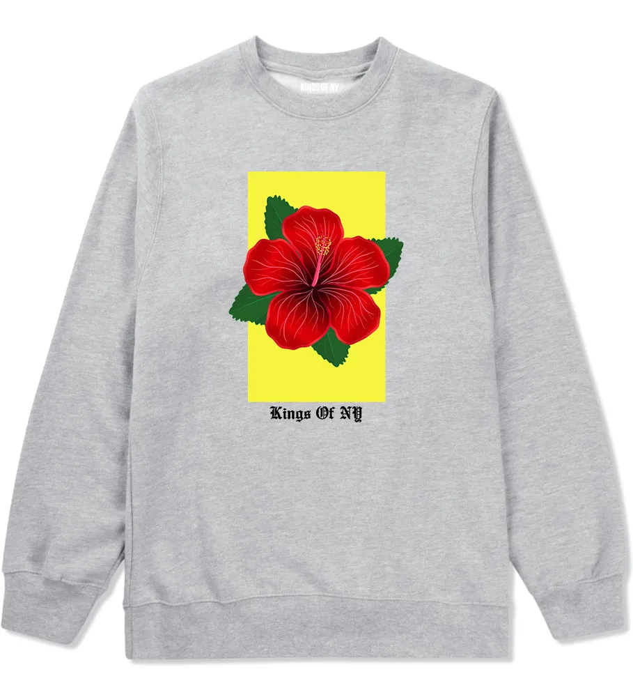 Hibiscus Flower Red Yellow Mens Crewneck Sweatshirt