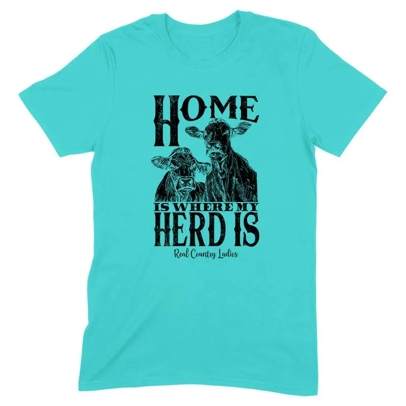 Home Is Where My Herd Is Black Print Front Apparel