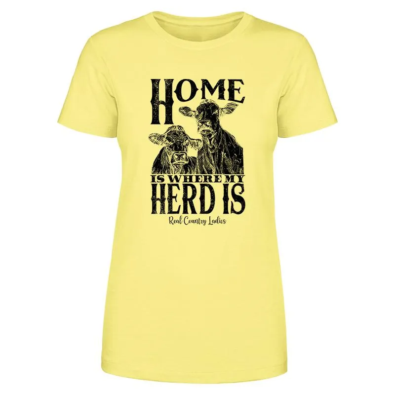 Home Is Where My Herd Is Black Print Front Apparel