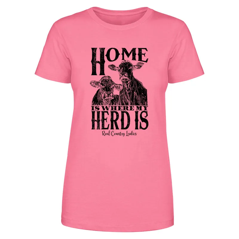 Home Is Where My Herd Is Black Print Front Apparel