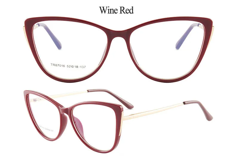Hotony Women's Full Rim TR 90 Resin Cat Eye Frame Eyeglasses 7016