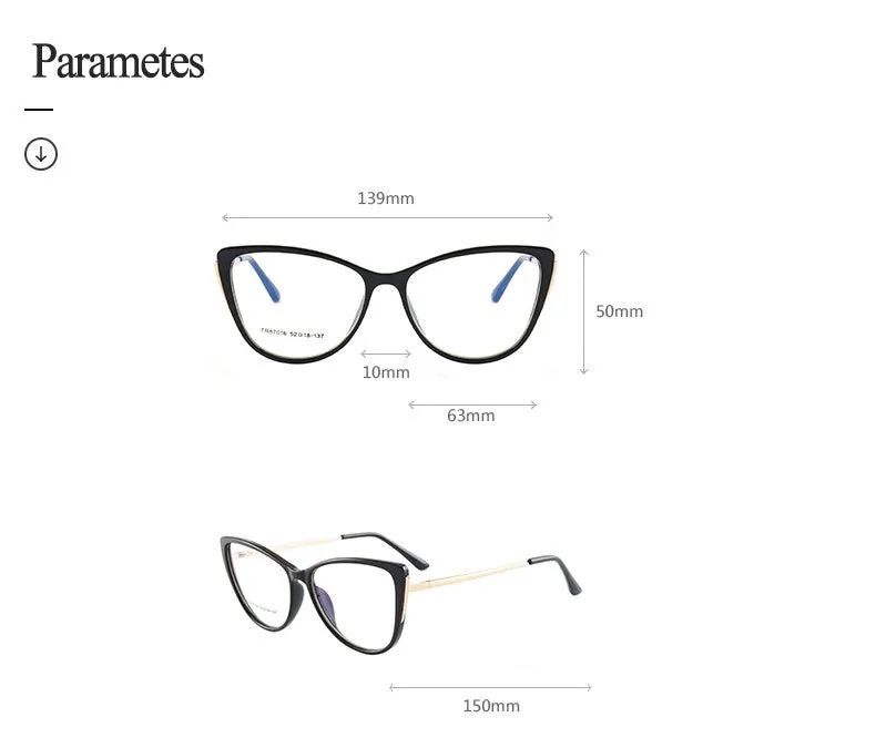 Hotony Women's Full Rim TR 90 Resin Cat Eye Frame Eyeglasses 7016