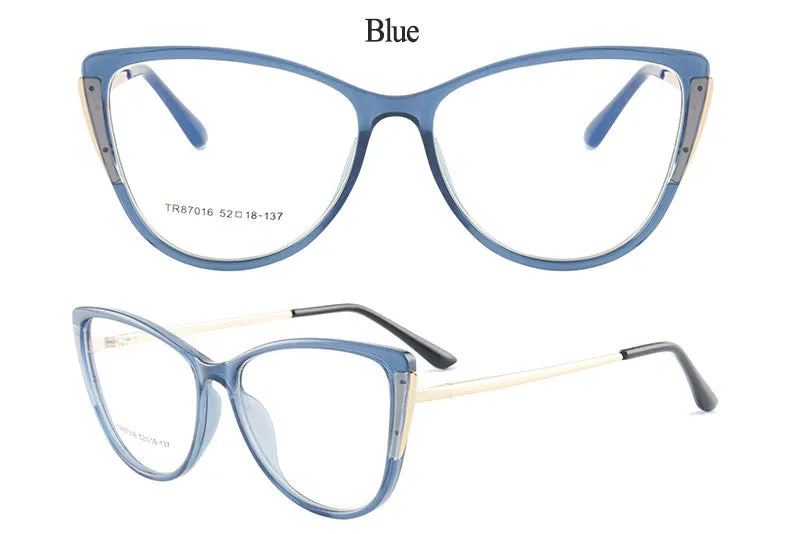 Hotony Women's Full Rim TR 90 Resin Cat Eye Frame Eyeglasses 7016