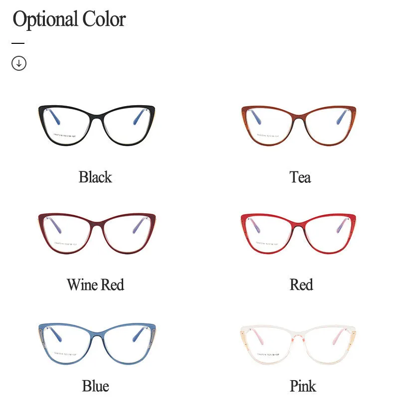Hotony Women's Full Rim TR 90 Resin Cat Eye Frame Eyeglasses 7016