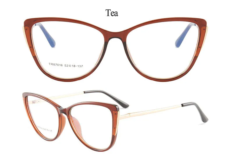 Hotony Women's Full Rim TR 90 Resin Cat Eye Frame Eyeglasses 7016