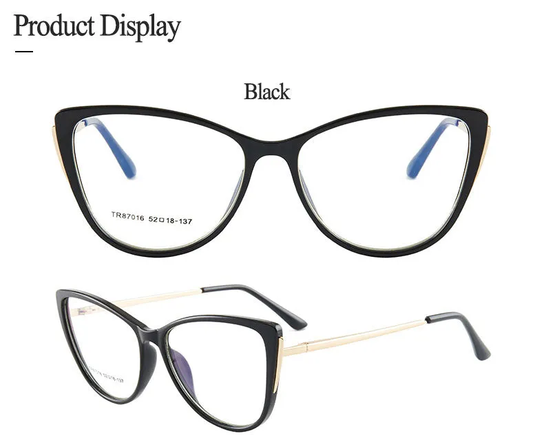 Hotony Women's Full Rim TR 90 Resin Cat Eye Frame Eyeglasses 7016