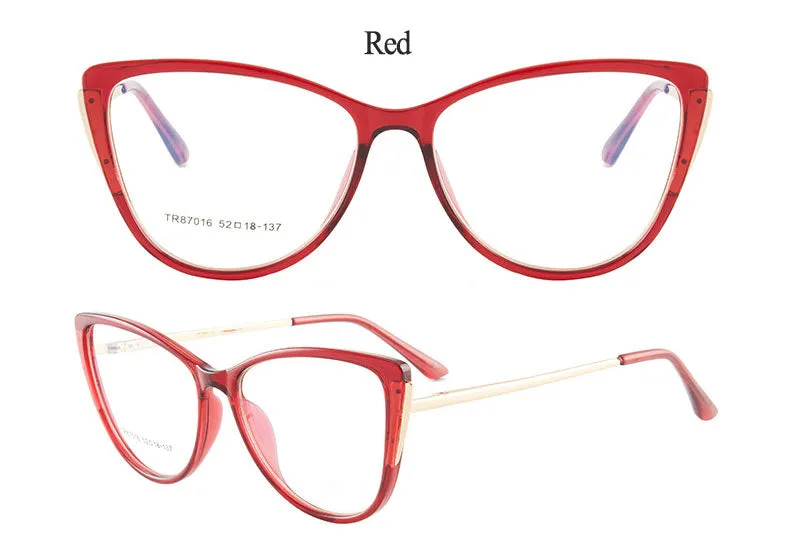 Hotony Women's Full Rim TR 90 Resin Cat Eye Frame Eyeglasses 7016