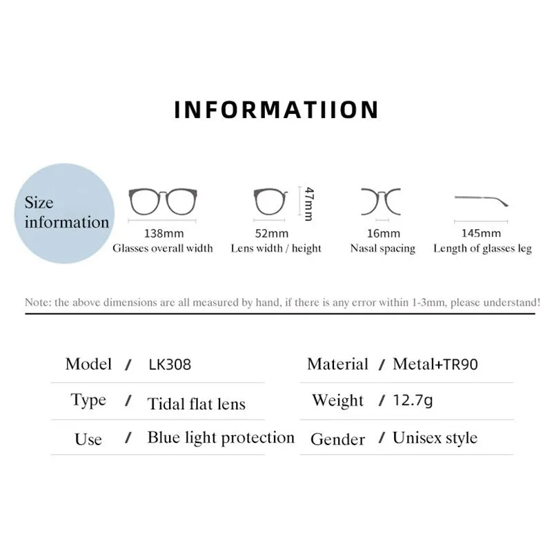 Hotony Women's Full Rim TR 90 Resin Square Frame Eyeglasses Lk308