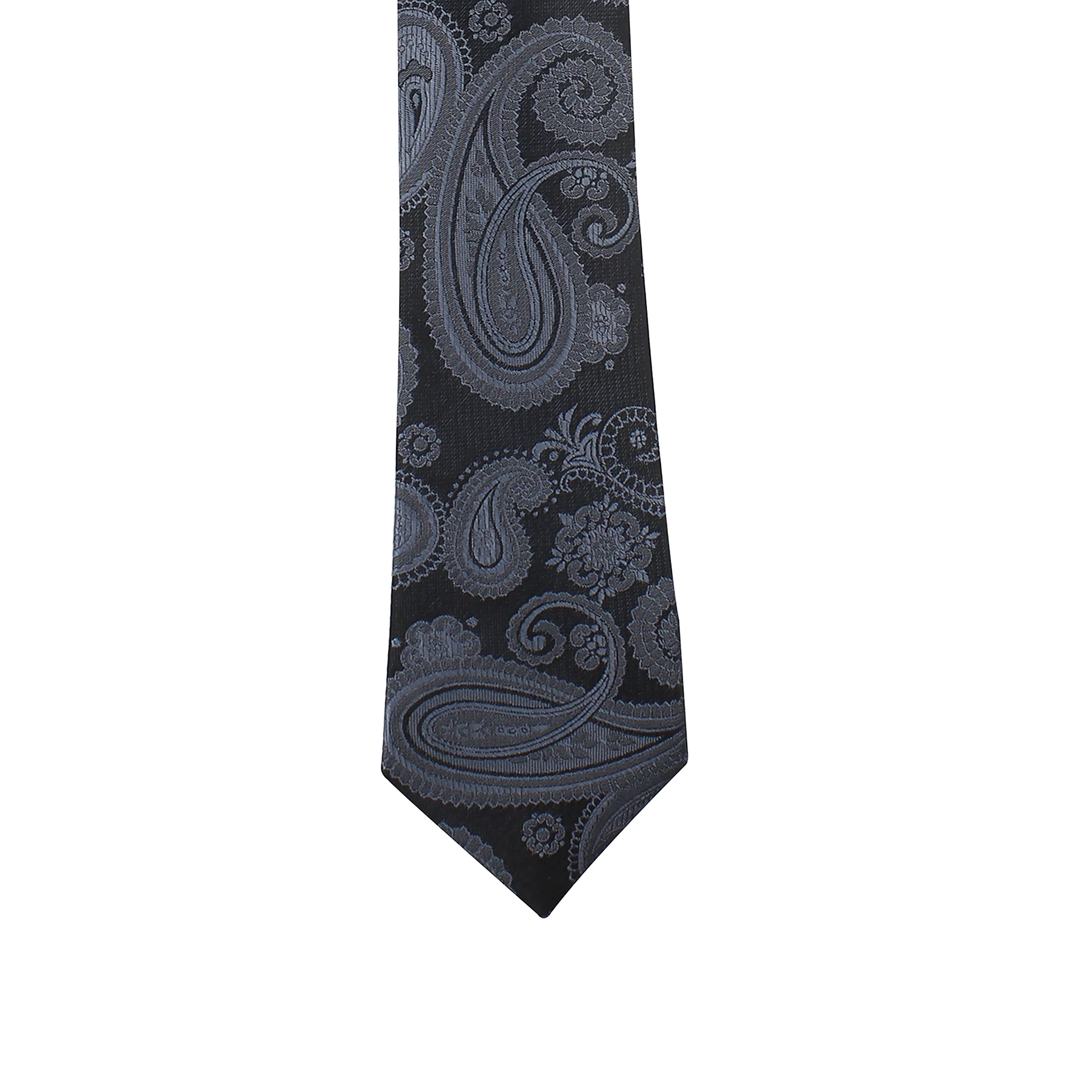 Kovove Black Paisley Necktie and Pocket Square Gift Box