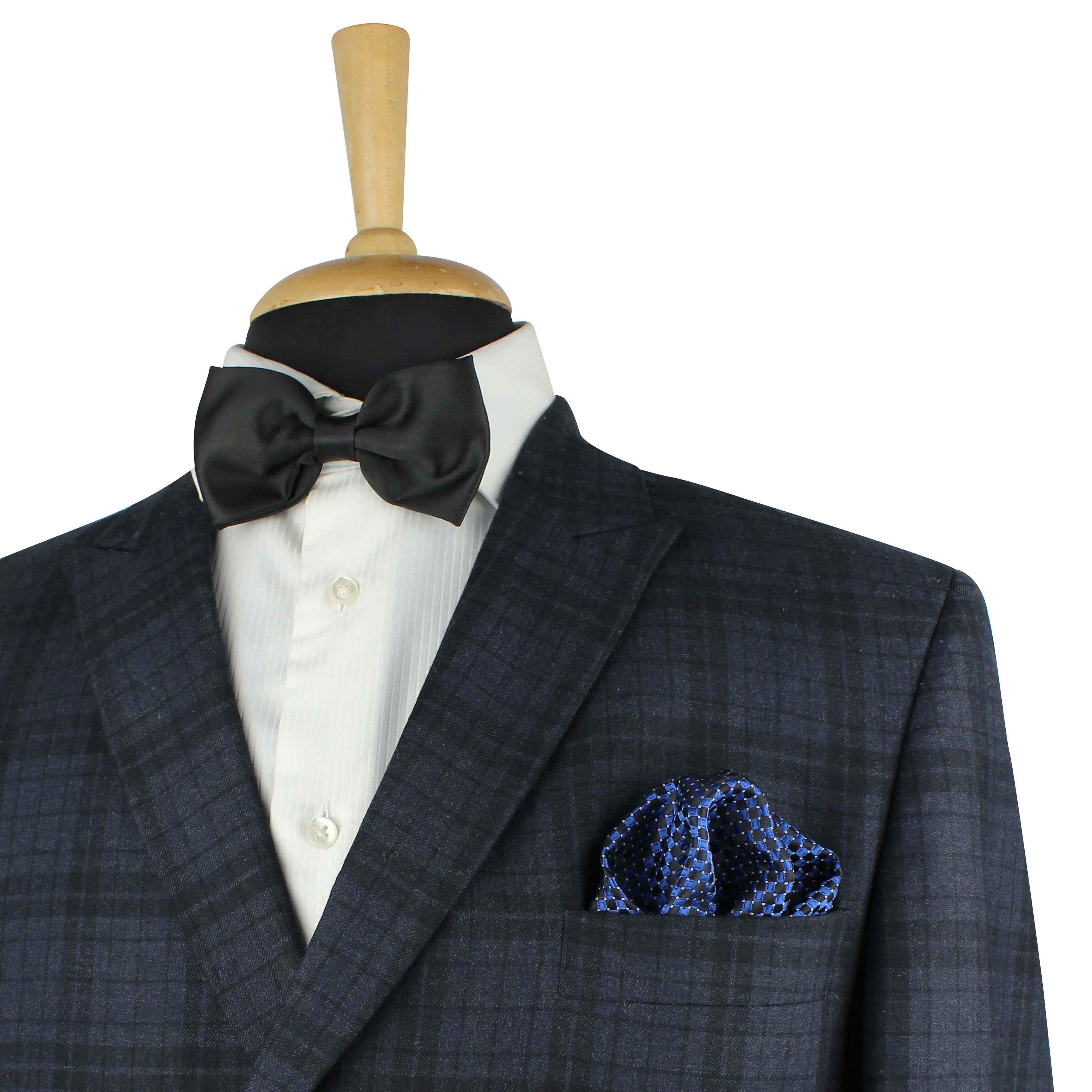 Kovove Exotic Blue Checkered Necktie and Pocket Square Gift Box