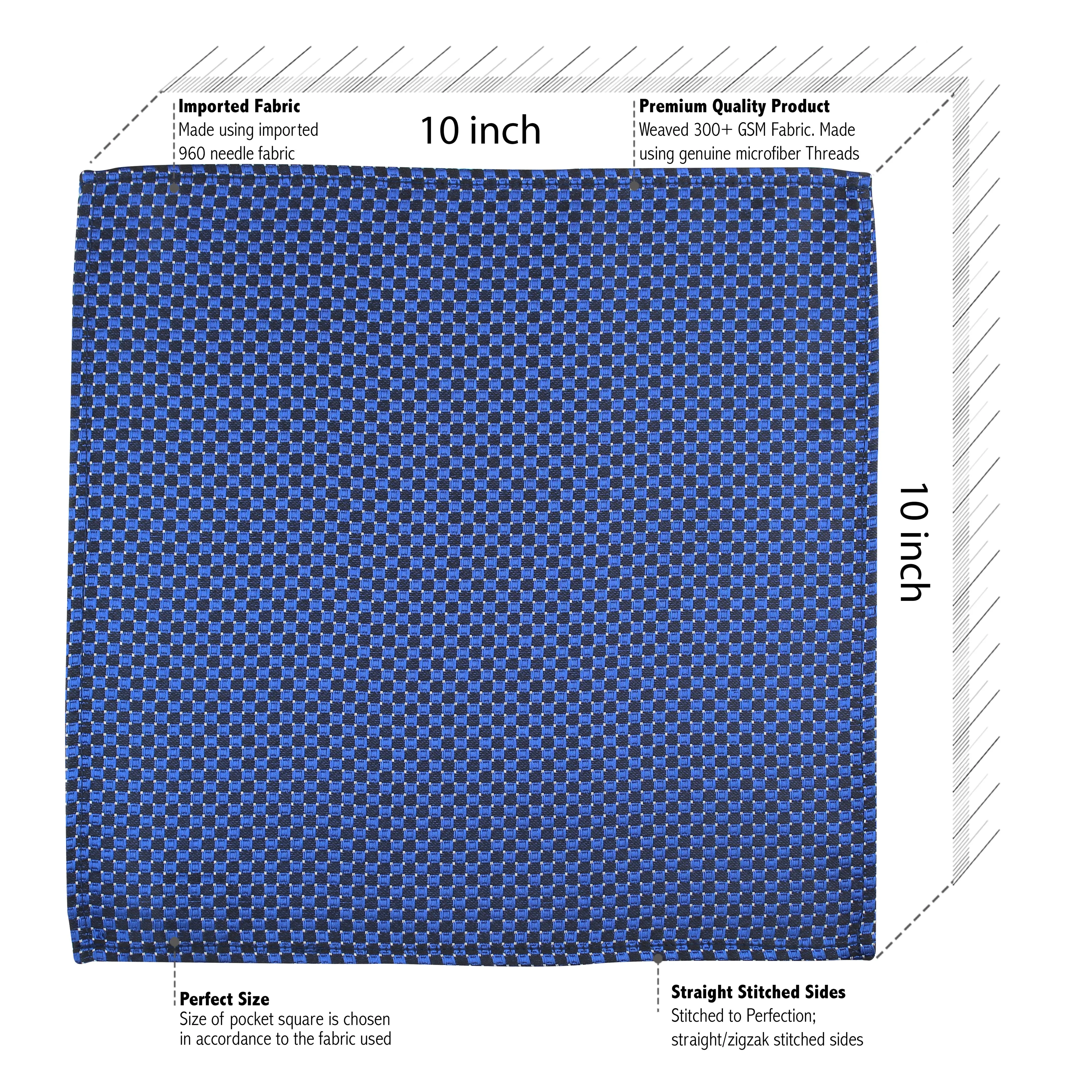 Kovove Exotic Blue Checkered Necktie and Pocket Square Gift Box