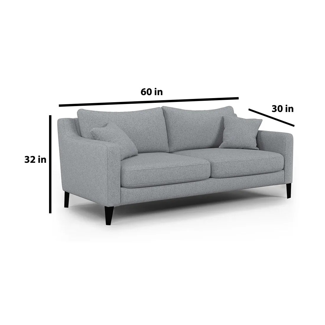 Mario 2 Seater Fabric Sofa For Living Room - Light Grey