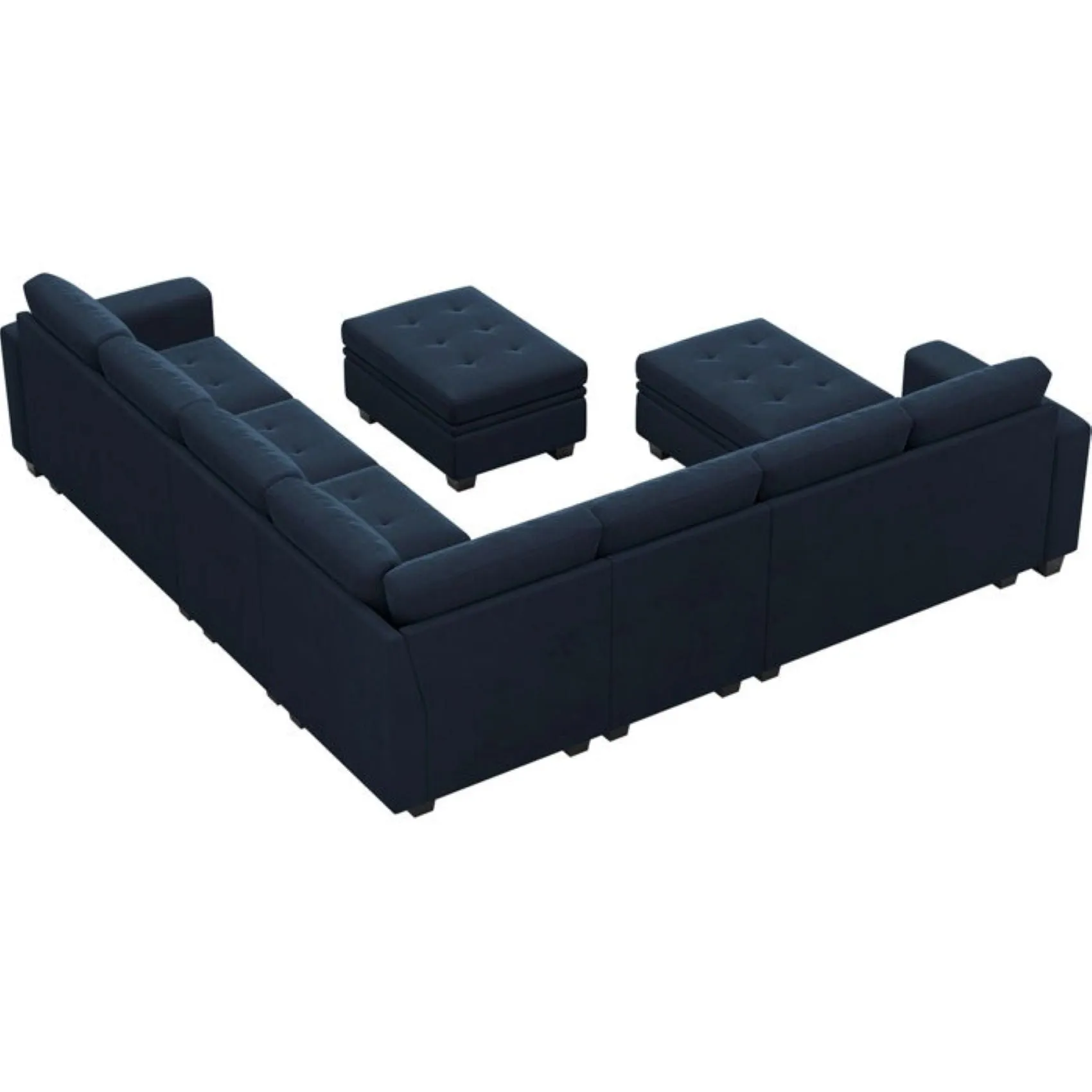Moris 8 Seater Interchangeable Modular Corner Fabric Sofa with Storage Ottoman For Living Room | Bedroom | Office