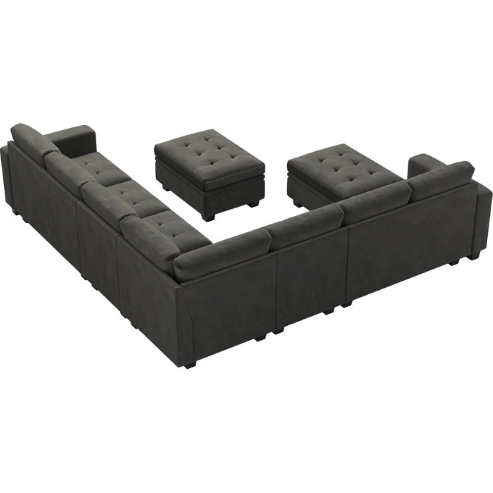 Moris 8 Seater Interchangeable Modular Corner Fabric Sofa with Storage Ottoman For Living Room | Bedroom | Office