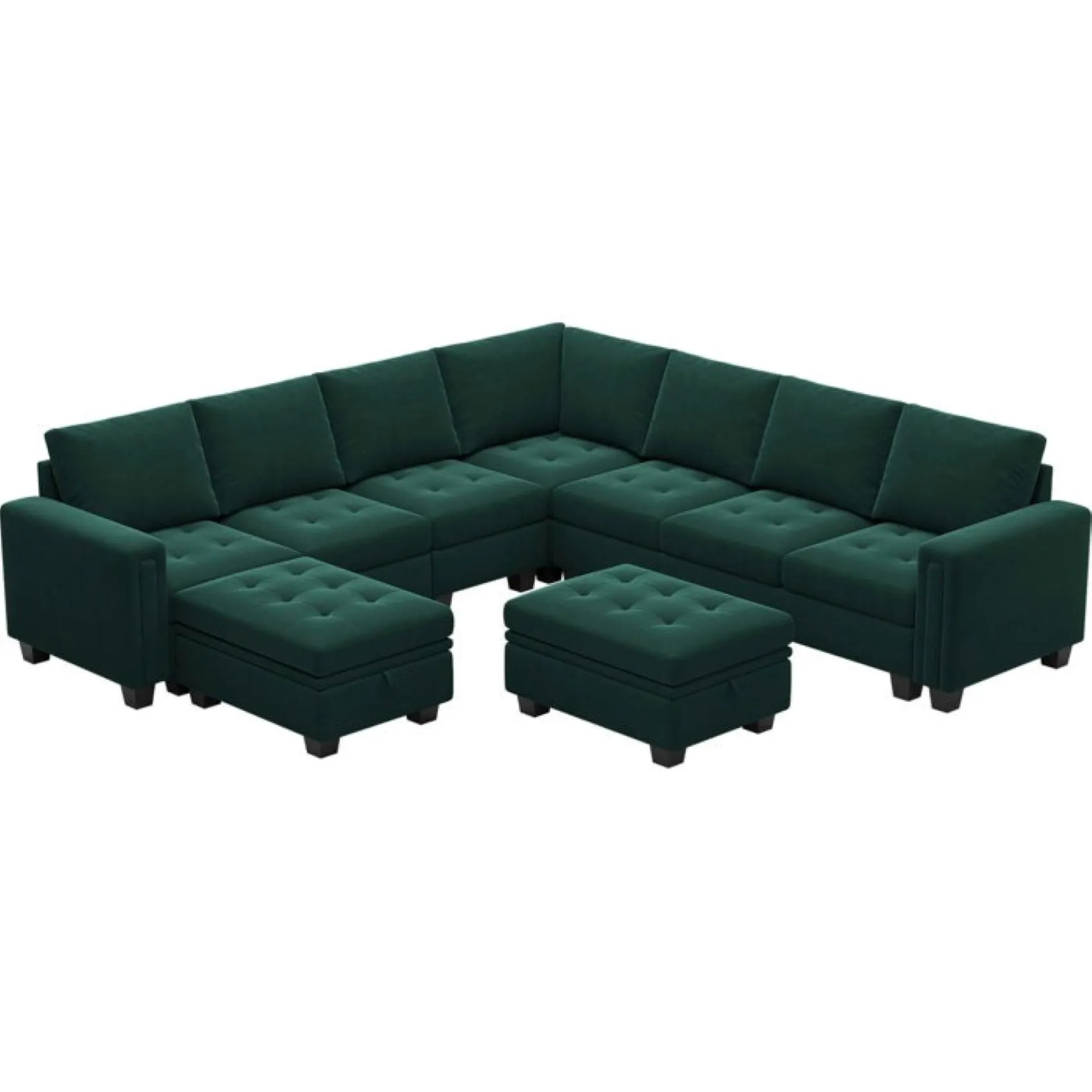 Moris 8 Seater Interchangeable Modular Corner Fabric Sofa with Storage Ottoman For Living Room | Bedroom | Office