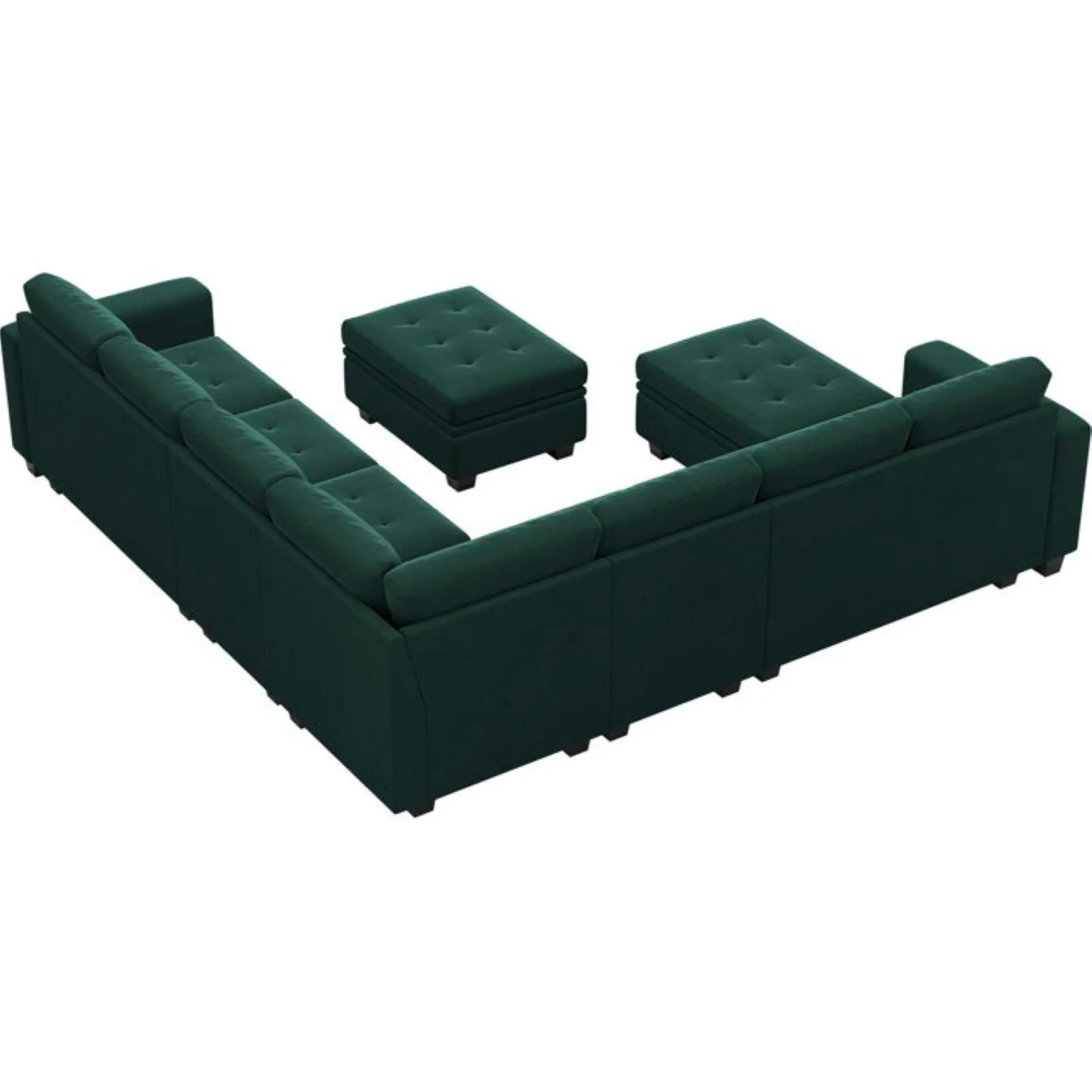 Moris 8 Seater Interchangeable Modular Corner Fabric Sofa with Storage Ottoman For Living Room | Bedroom | Office