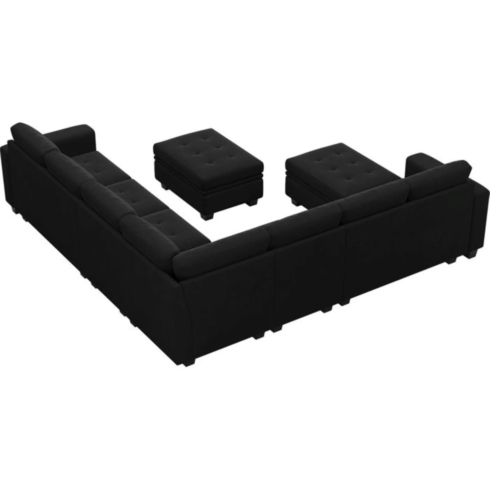 Moris 8 Seater Interchangeable Modular Corner Fabric Sofa with Storage Ottoman For Living Room | Bedroom | Office
