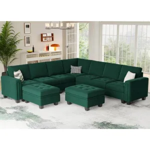 Moris 8 Seater Interchangeable Modular Corner Fabric Sofa with Storage Ottoman For Living Room | Bedroom | Office