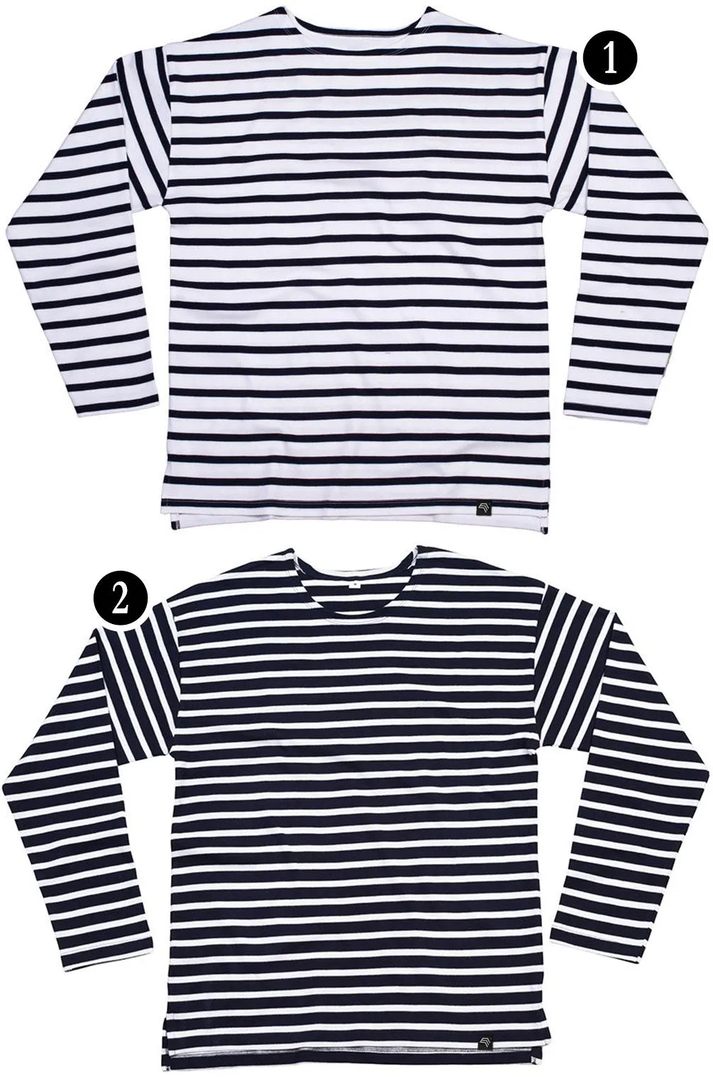 MTS M136 ― Weiches Unisex Bio-Baumwolle Longsleeve Sweatshirt gestreift - Navy Blau / Weiß